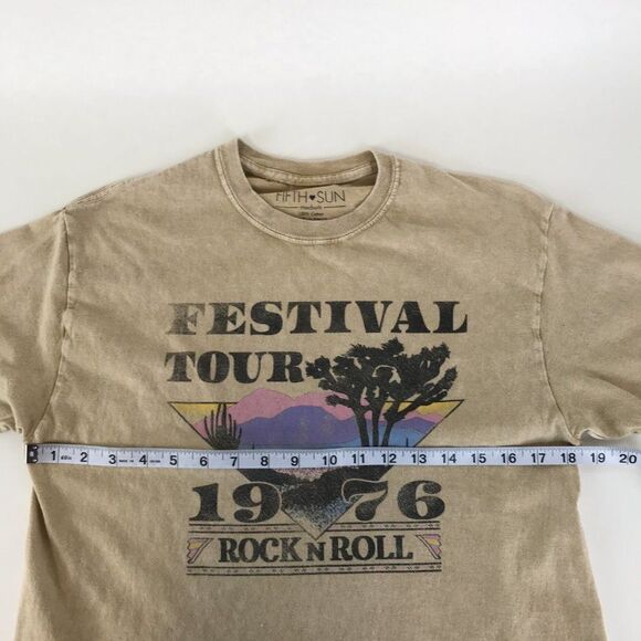 Fifth Sun Festival Tour 1976 Tee Juniors Medium Cropped Crew Neck Raw Hem Cotton - Picture 7 of 9